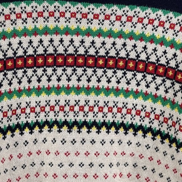 Talbots Womens L Fair Isle Shawl Collar Cardigan Sweater Soft Cozy Cotton Blend - Picture 13 of 16